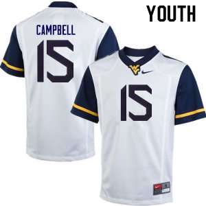 Youth West Virginia Mountaineers NCAA #15 George Campbell White Authentic Nike Stitched College Football Jersey JM15O46YT